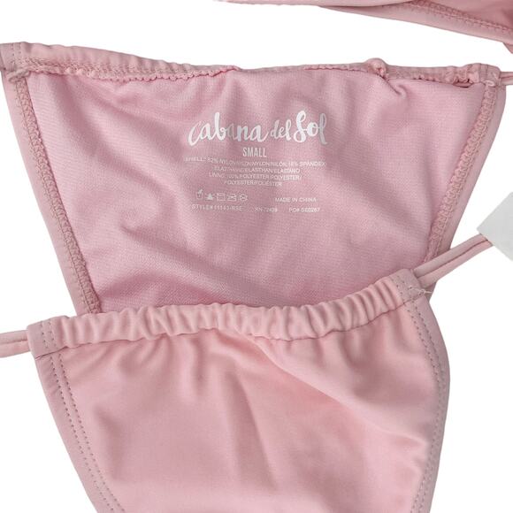 Cabana del Sol Swimsuit Bikini Pink String Short Sleeves Small New - Picture 5 of 13